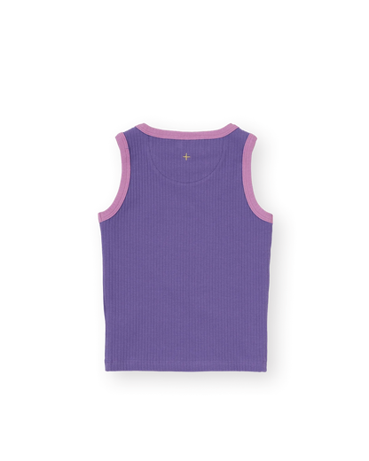 Embroidered Colour Pop Rib Singlet Purple Pink - Goldie+Ace