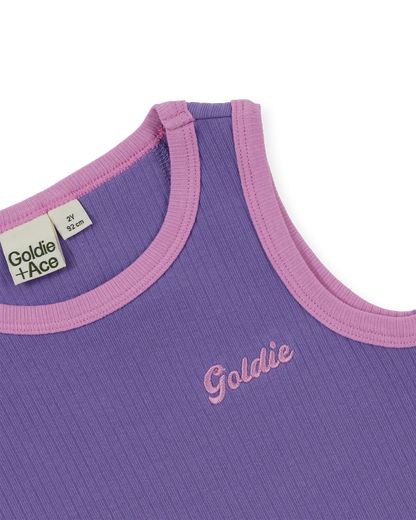Embroidered Colour Pop Rib Singlet Purple Pink - Goldie+Ace