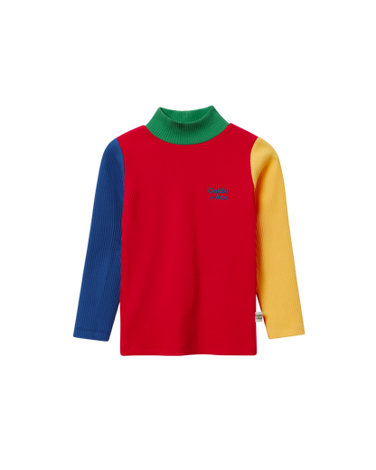 High Neck Primary Colour Block Rib Skivvy