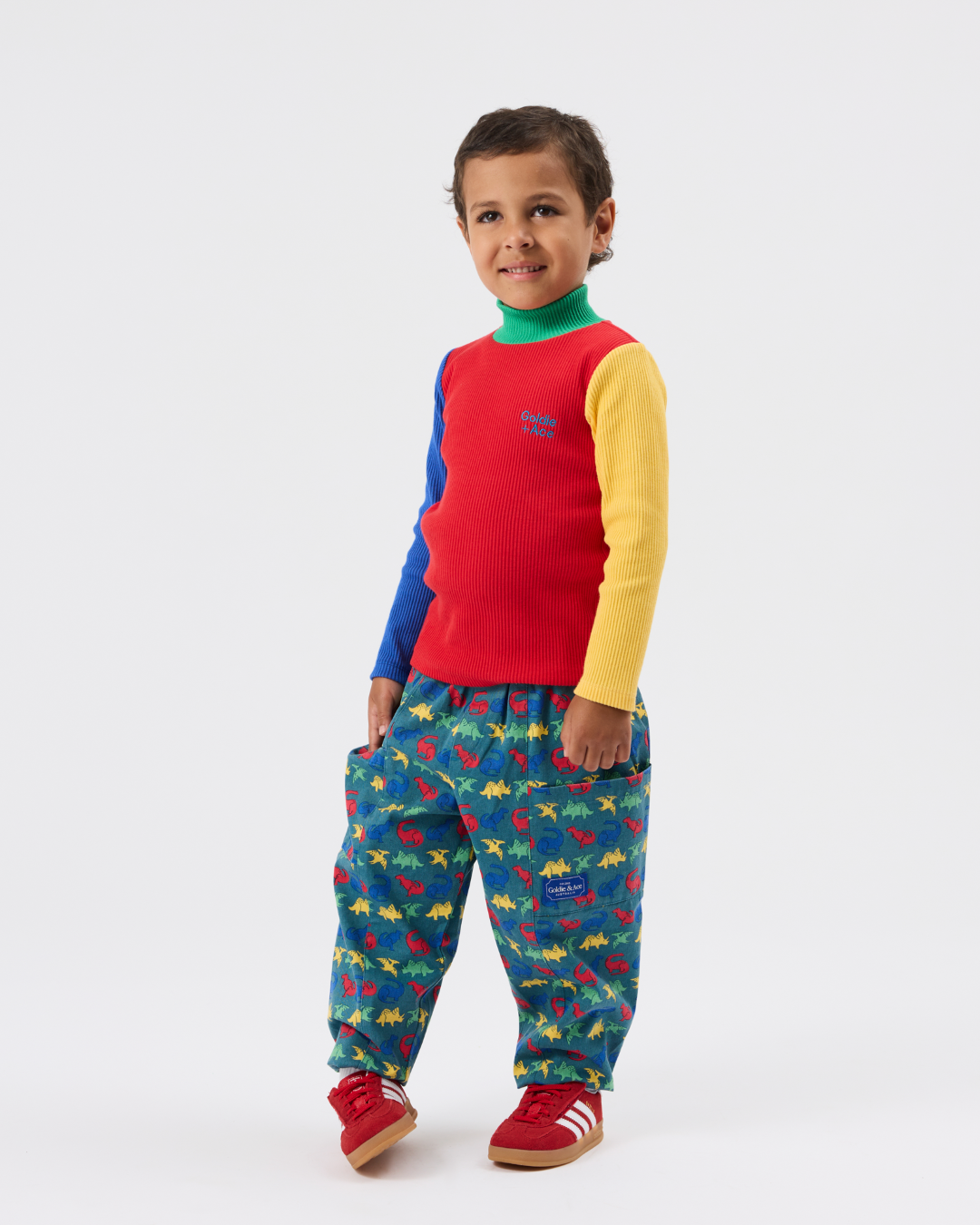 High Neck Primary Colour Block Rib Skivvy