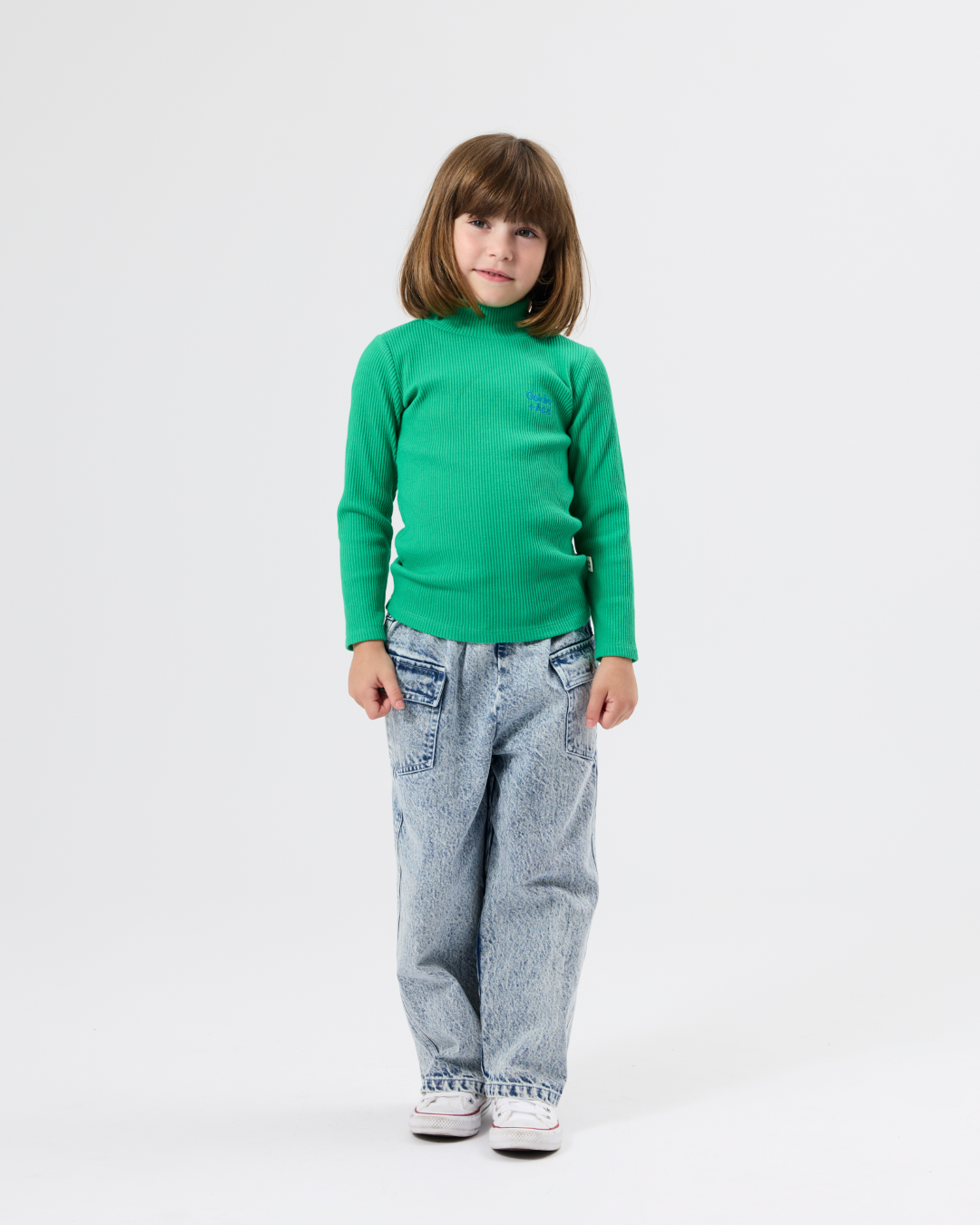 High Neck Green Rib Skivvy