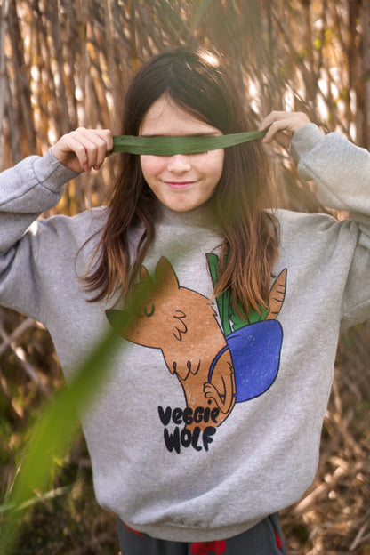 Sweatshirt Grey Melange Veggie Wolf