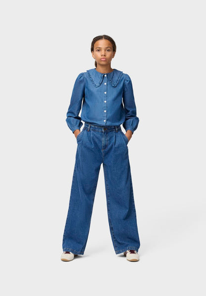 Aeisha Woven Pants Mid Blue Denim