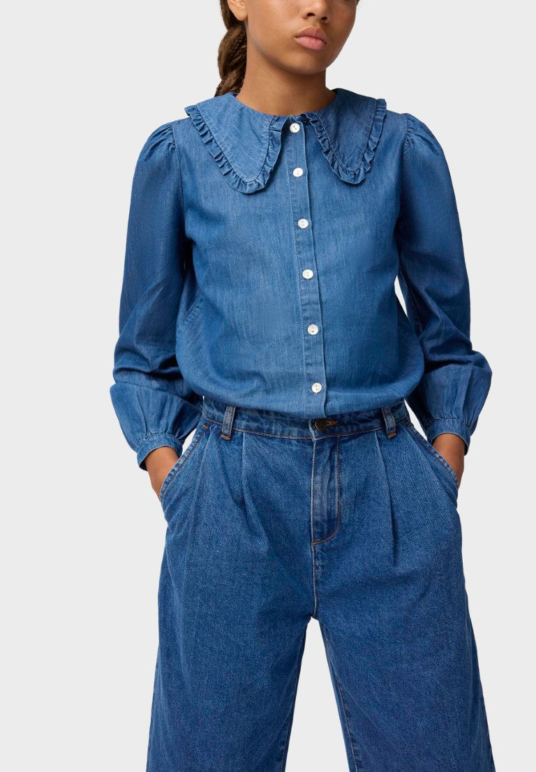 Aeisha Woven Pants Mid Blue Denim