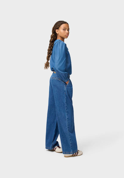 Aeisha Woven Pants Mid Blue Denim