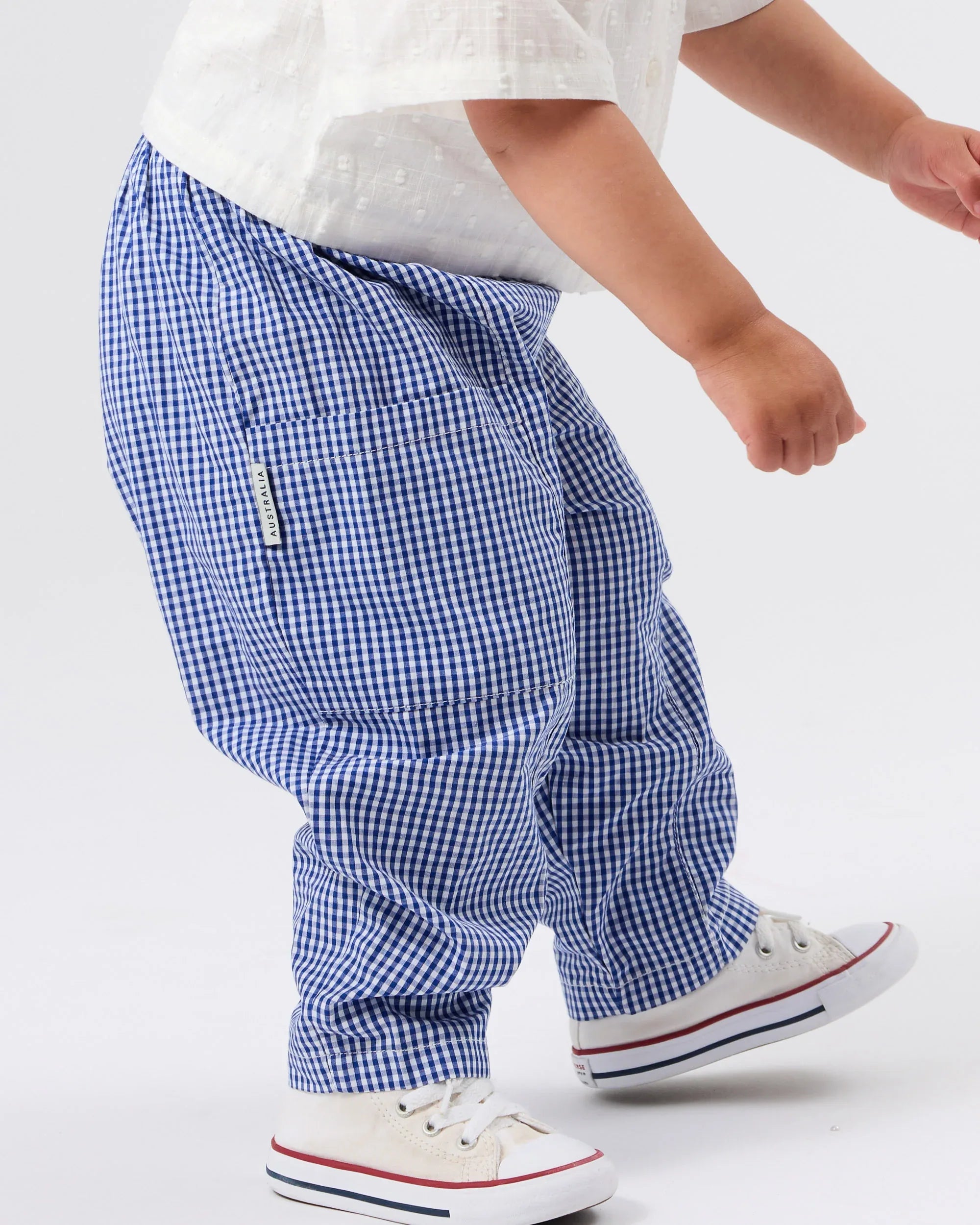Lightweight Check Kit Pocket Pant Blue - Goldie+Ace