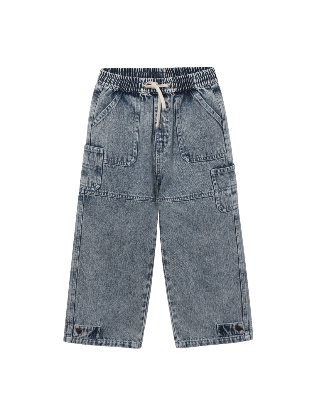 Vintage Wash Denim Utility Jeans