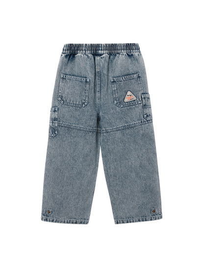 Vintage Wash Denim Utility Jeans