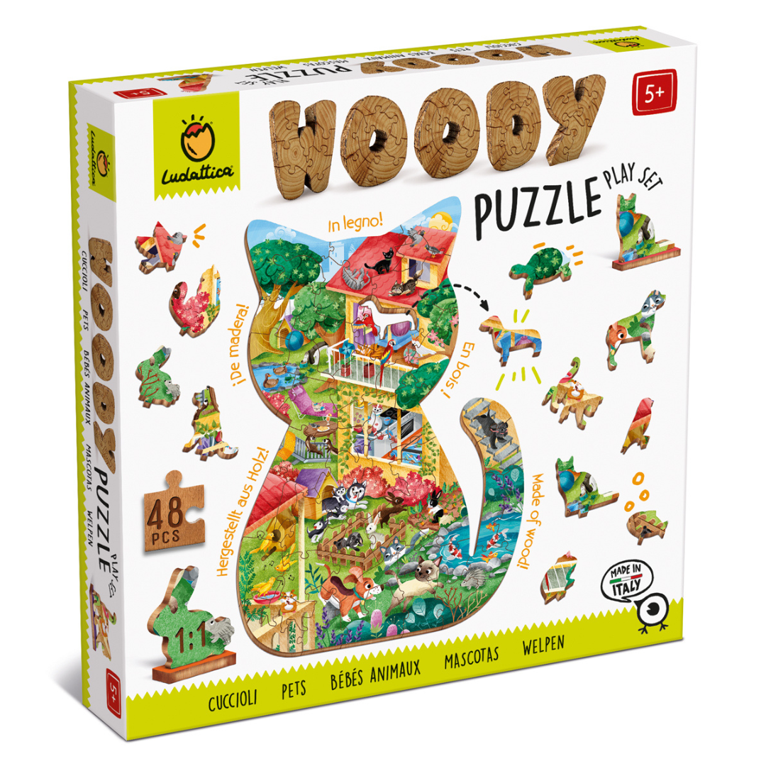 Woody Puzzle Play Set Huisdieren 48pcs