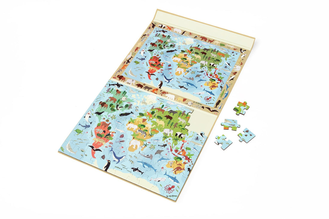 2 In 1 Magnetische Puzzel & Discovery Game Wereld 80pcs