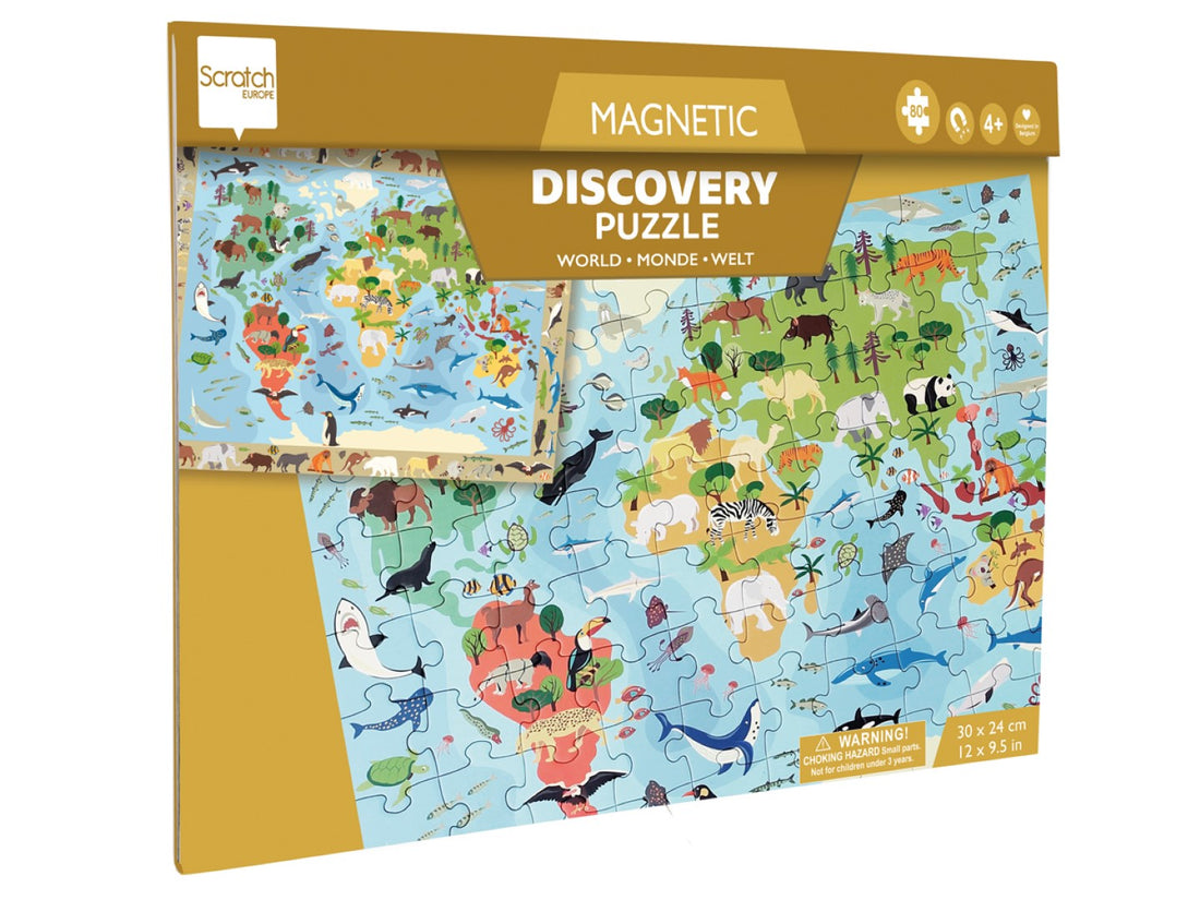 2 In 1 Magnetische Puzzel & Discovery Game Wereld 80pcs