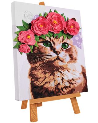 3D Air Clay &amp; Kleuren Op Nummers - Kat Met Bloemenkrans