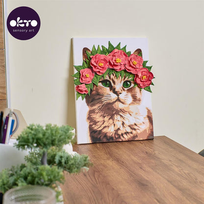 3D Air Clay &amp; Kleuren Op Nummers - Kat Met Bloemenkrans
