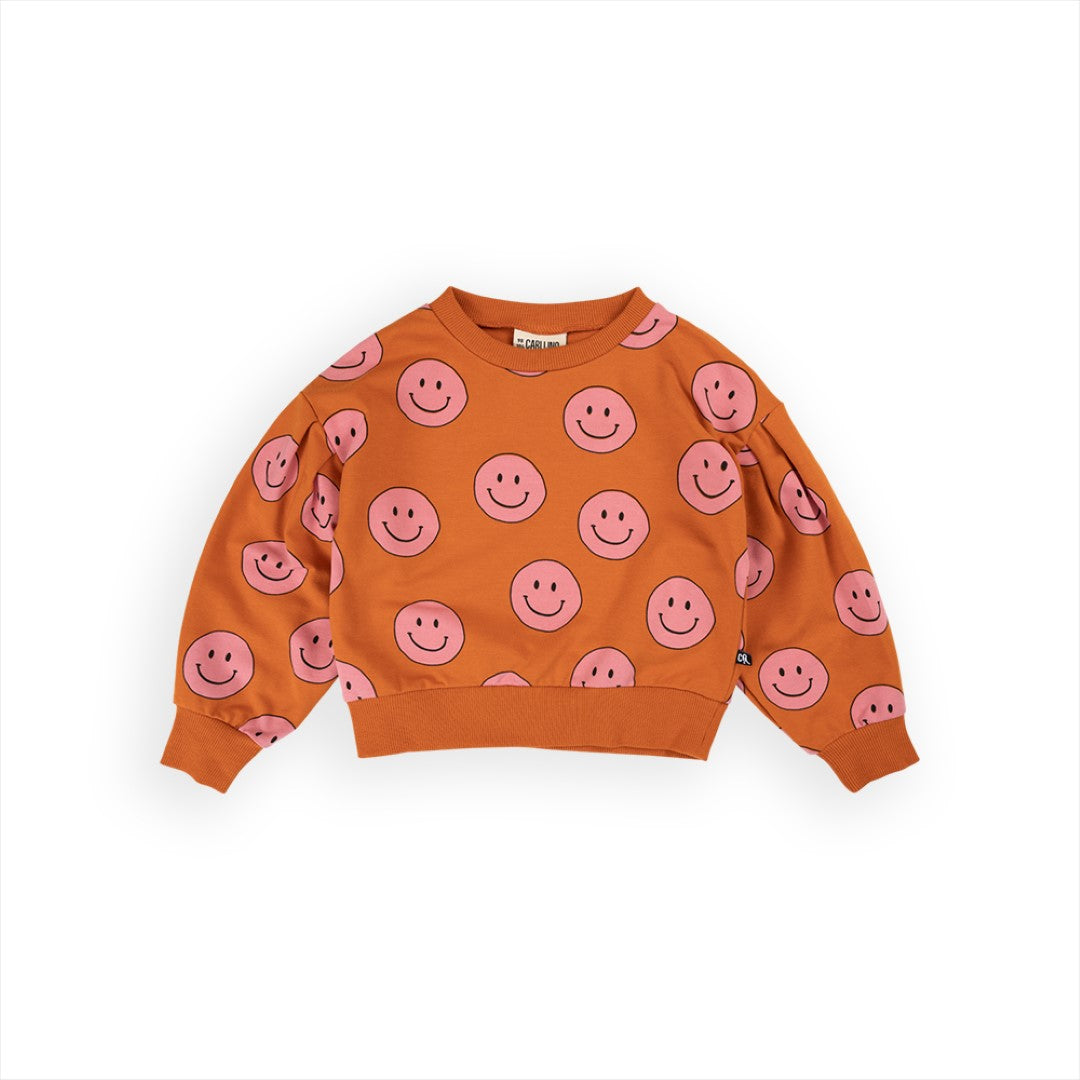 Girls Sweater Happy Face Pink