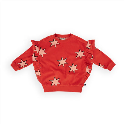 Girls Sweater Ruffled Stars Velvet