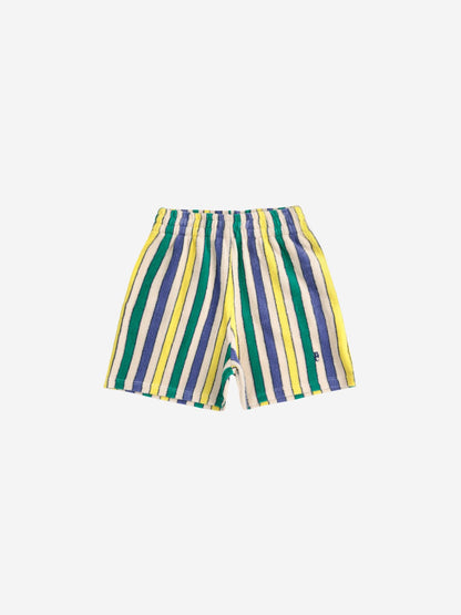Multicolor Stripes Terry Cloth Bermuda Shorts