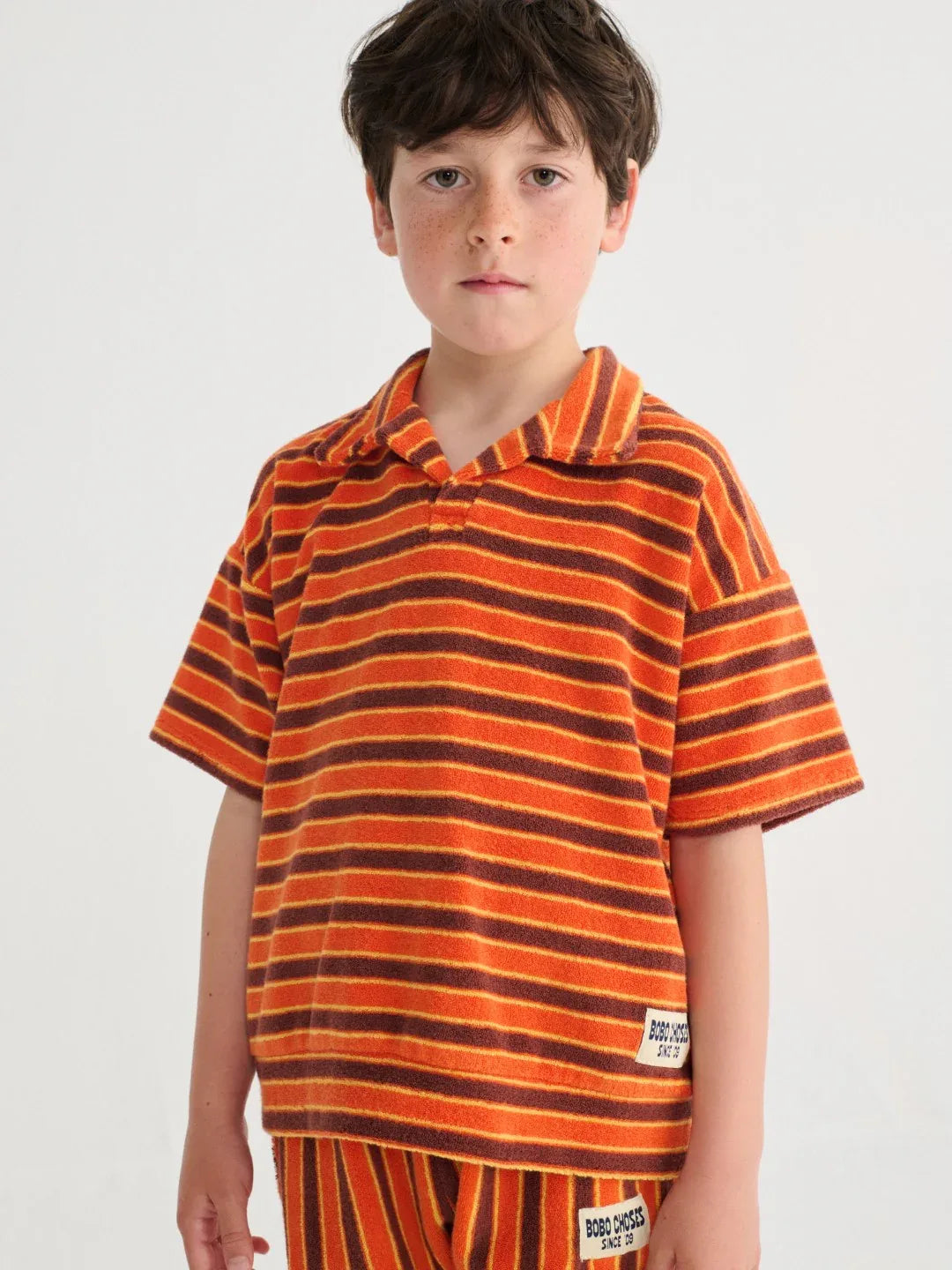 Striped Brick Terry Cloth Polo - Bobo Choses