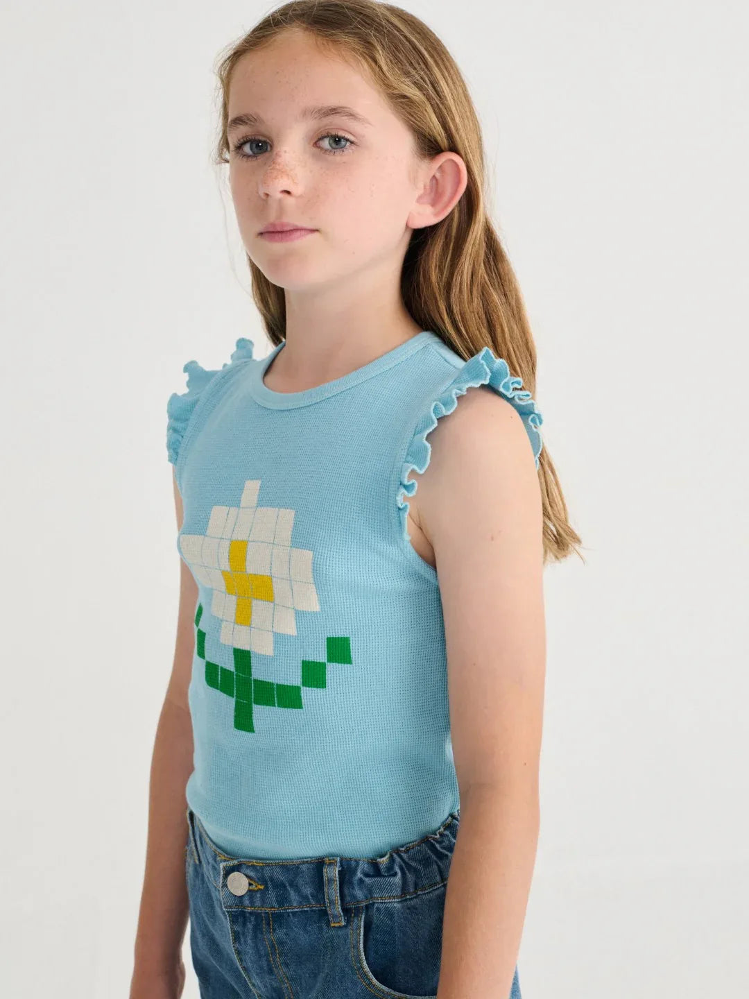 Pixel Daisy Ruffled Top - Bobo Choses