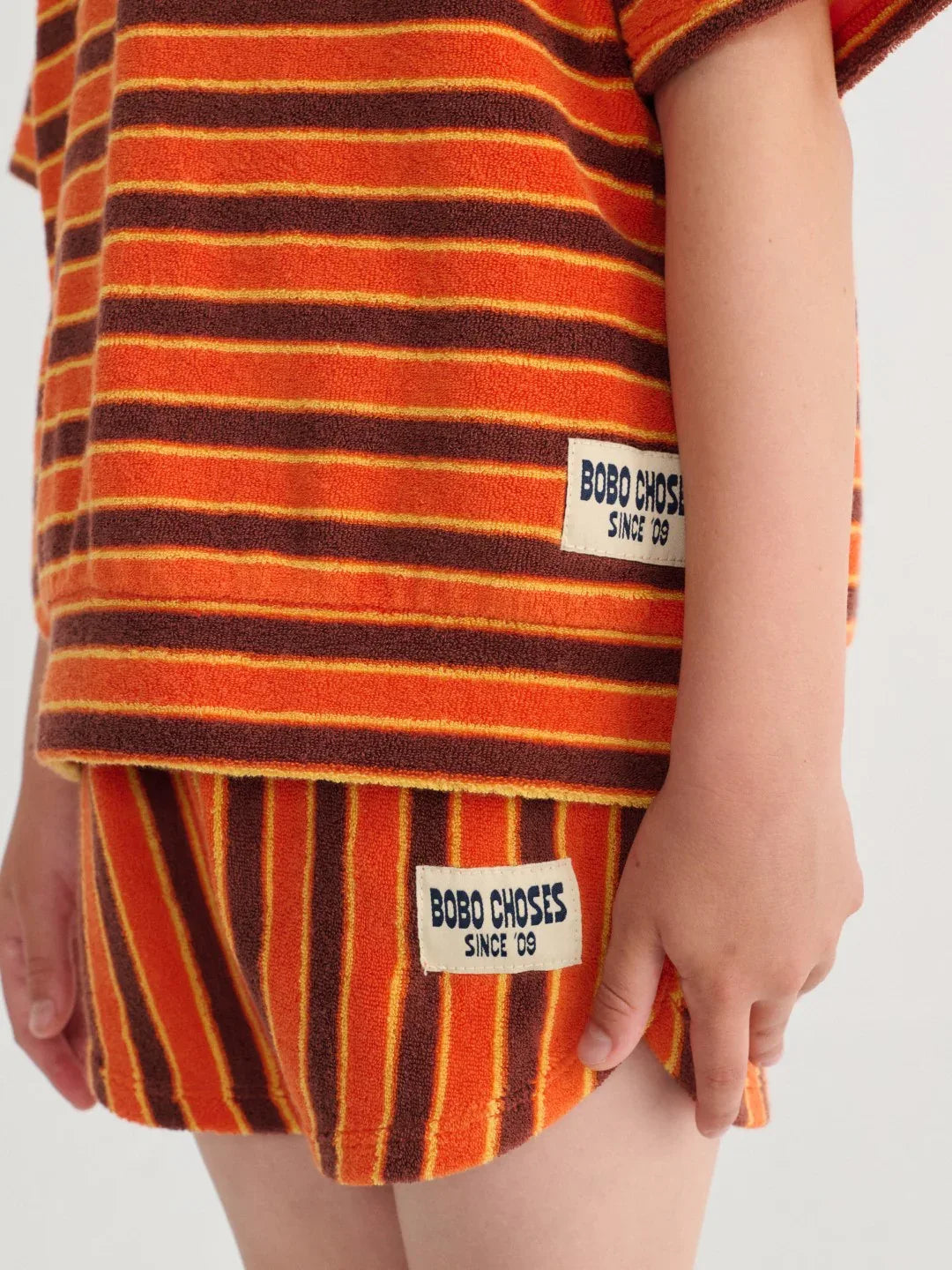 Striped Brick Terry Cloth Shorts - Bobo Choses