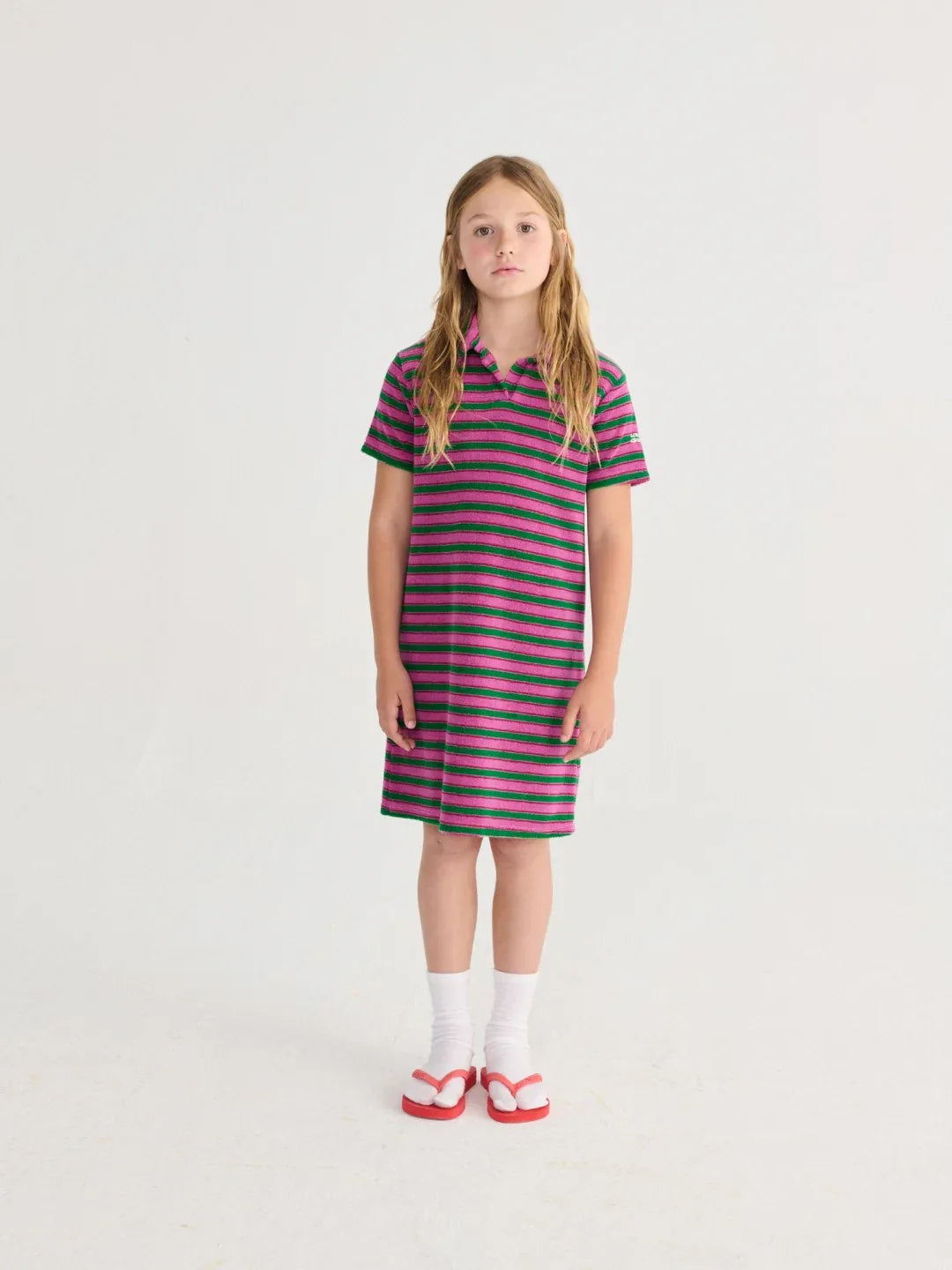 Striped Terry Cloth Polo Dress - Bobo Choses