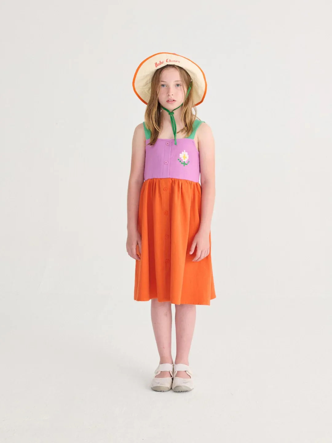Pixel Daisy Color Block Woven Dress - Bobo Choses