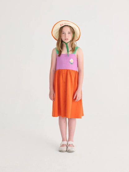 Pixel Daisy Color Block Woven Dress - Bobo Choses