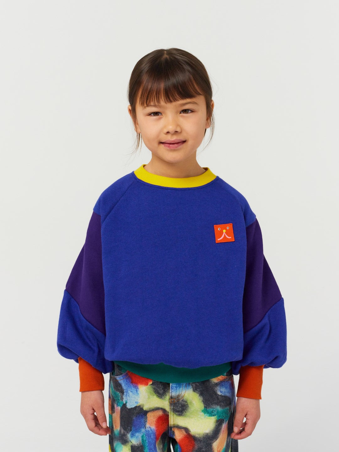 Funny Face Patch Raglan Sleeve Sweatshirt