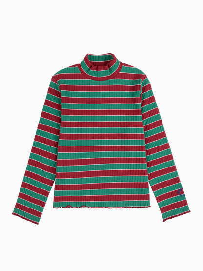 Multicolor Stripes Turtle Neck T-shirt
