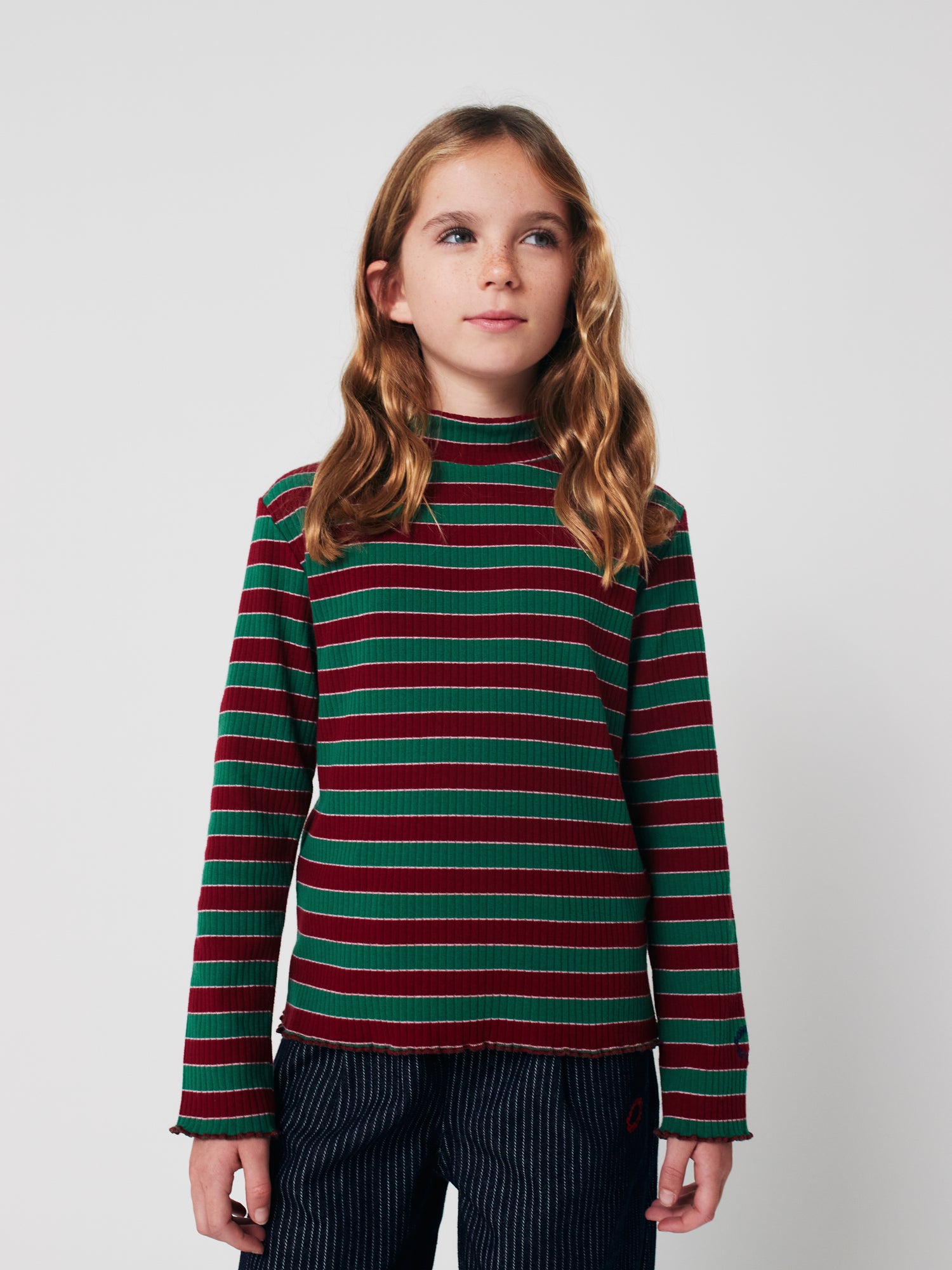 Multicolor Stripes Turtle Neck T-shirt