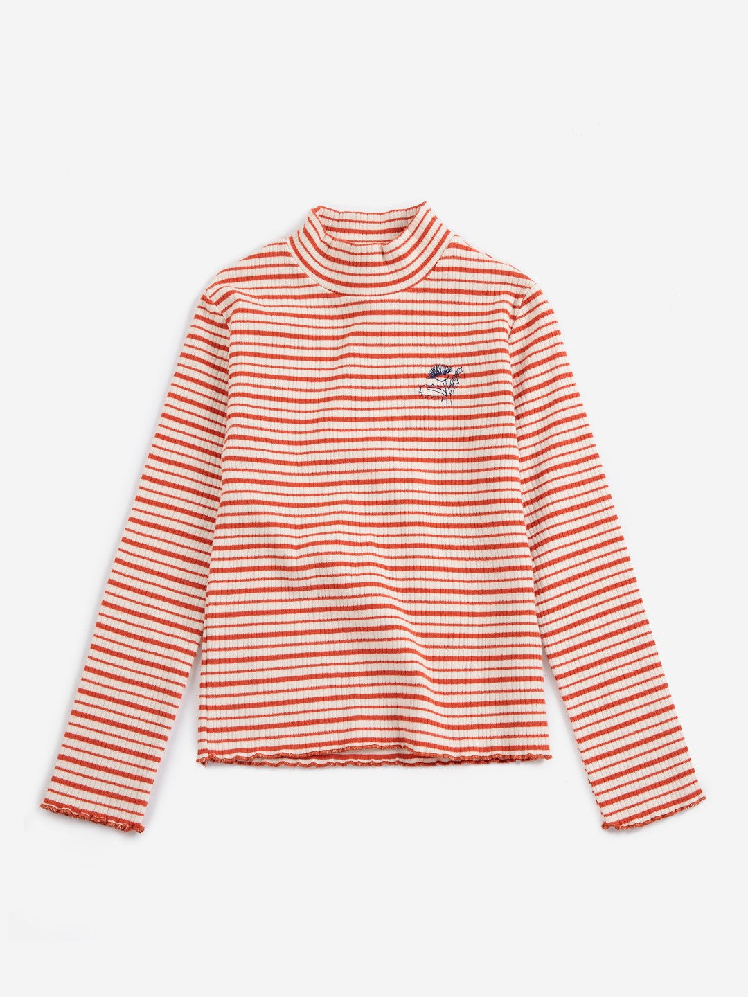 Energy Flower Stripes Turtleneck T-shirt