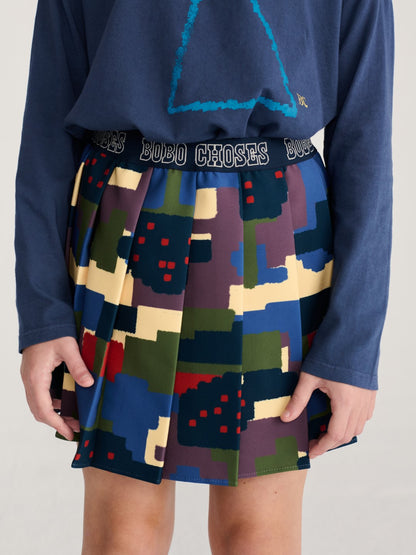 Paint Forest All Over Pleated Skirt