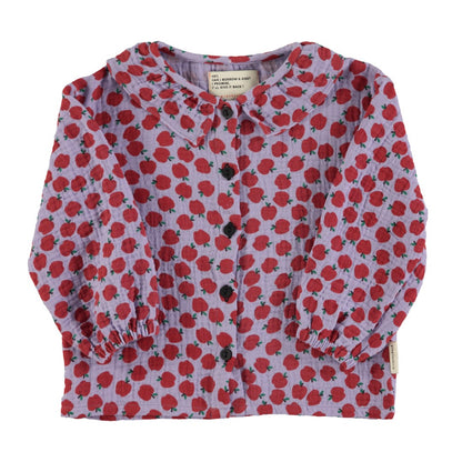 Blouse Round Collar Lilac Red Apples