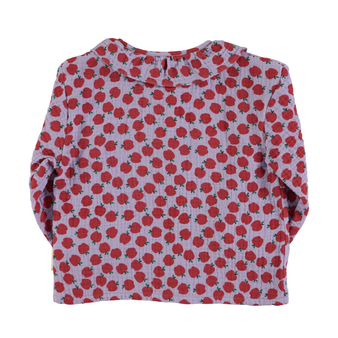 Blouse Round Collar Lilac Red Apples