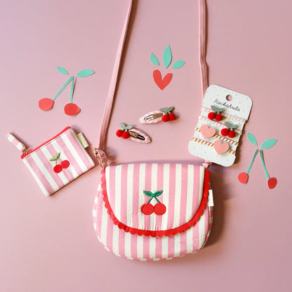 Cherry Kiss Stripy Clips - Rockahula