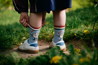 Baseball Star Socks Faded Denim