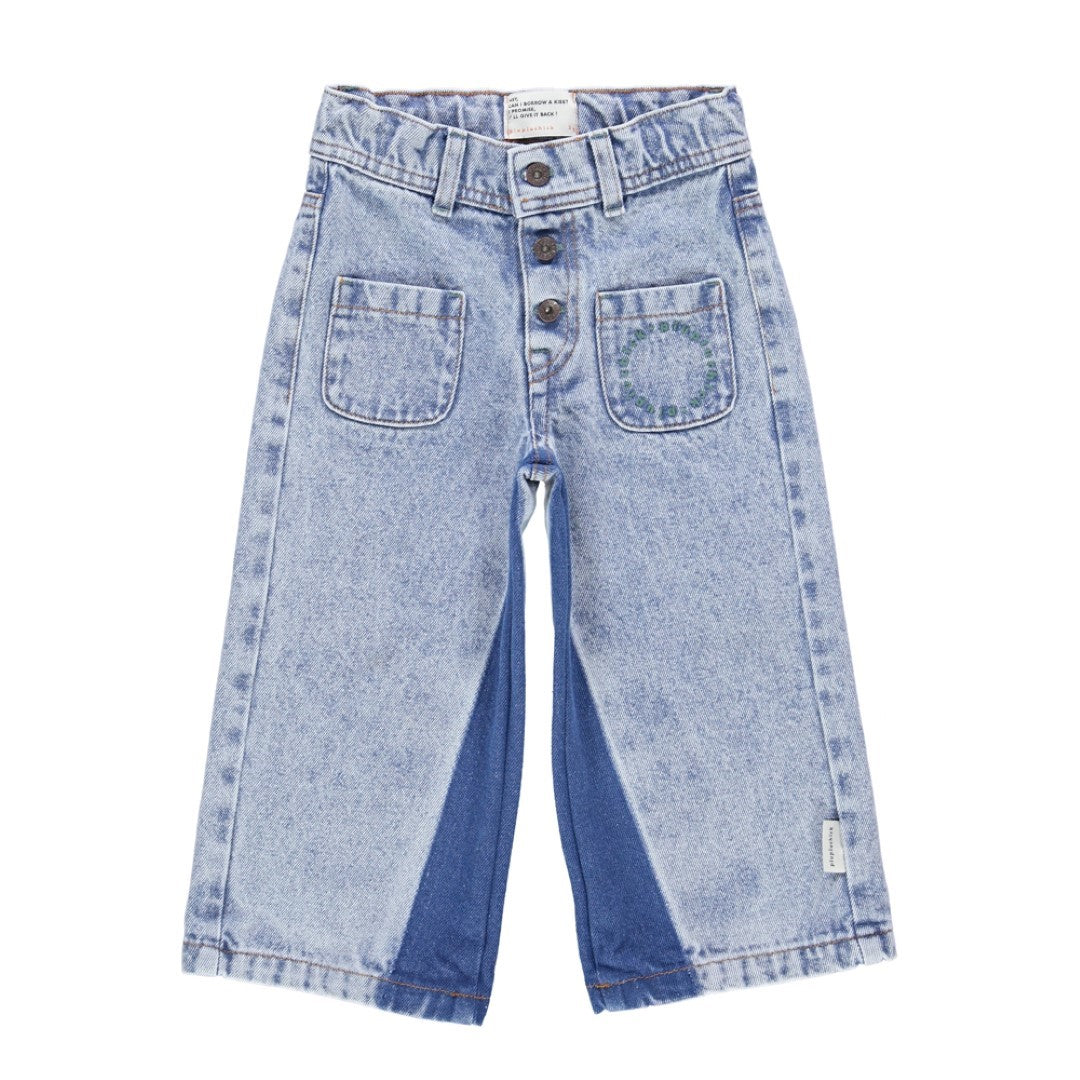 Flare Trousers Washed Denim
