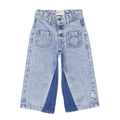 Flare Trousers Washed Denim