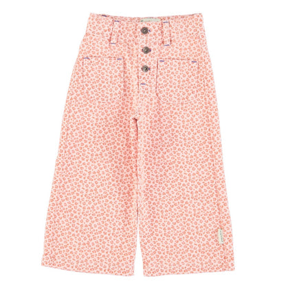 Flare Trousers Light Pink Animal Print
