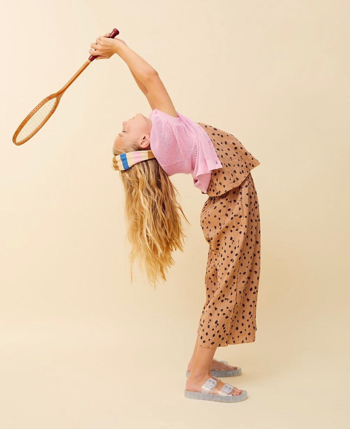 Muslin Jumpsuit Animal Print Camel