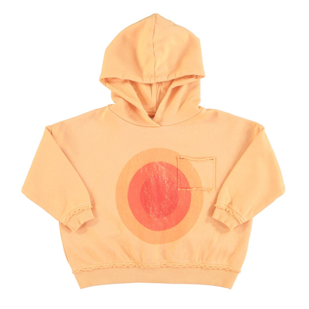 Hooded Sweatshirt Peach Multicolor Circles Print