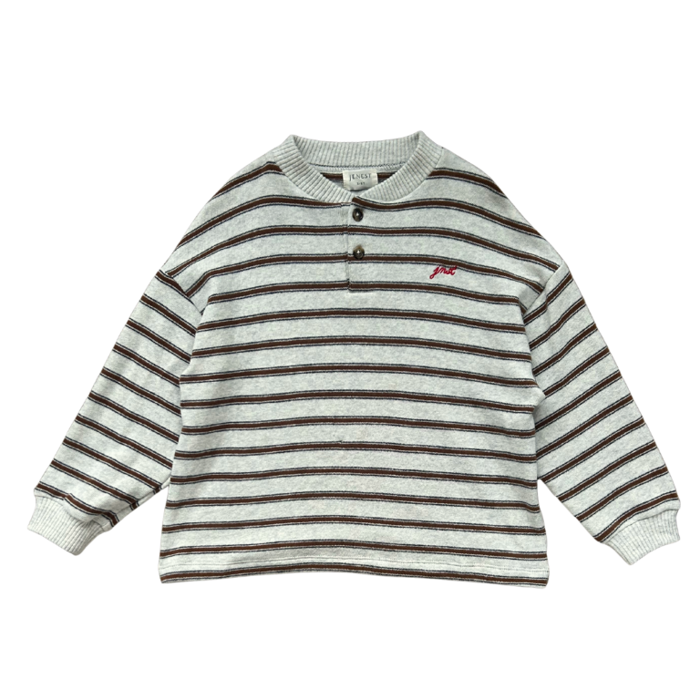 James LS T-shirt Brown Grey Melange