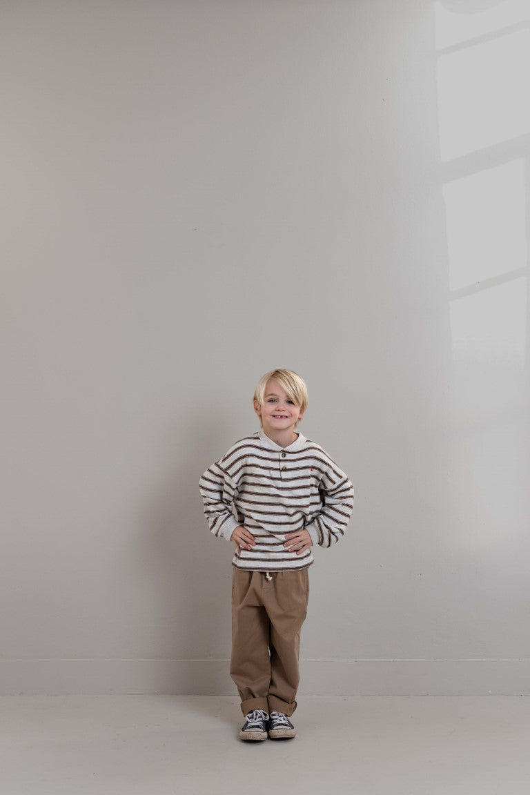 James LS T-shirt Brown Grey Melange