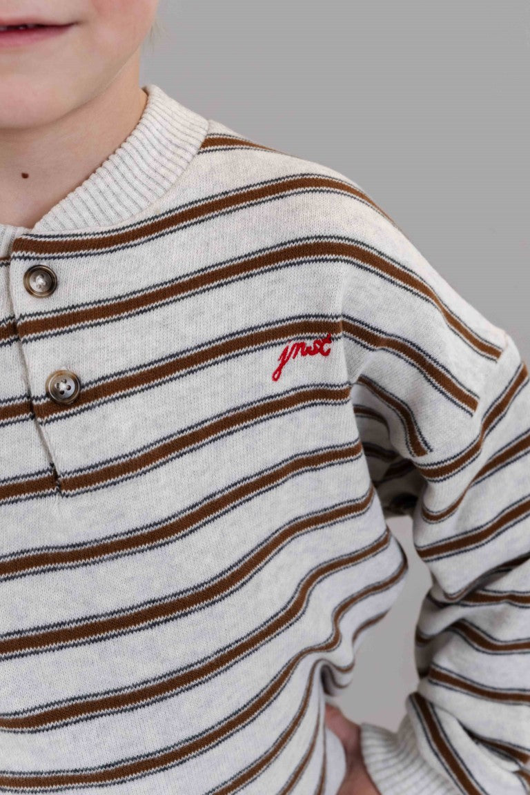 James LS T-shirt Brown Grey Melange