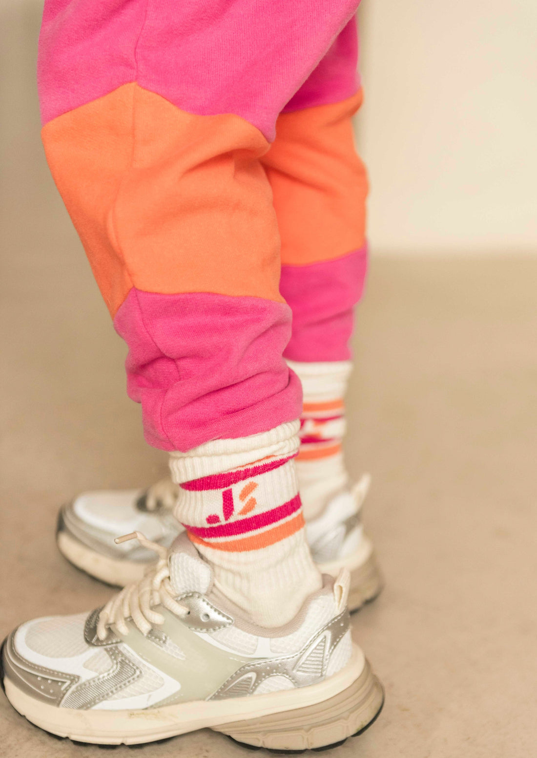 JS Sport Socks Off White Pink Orange