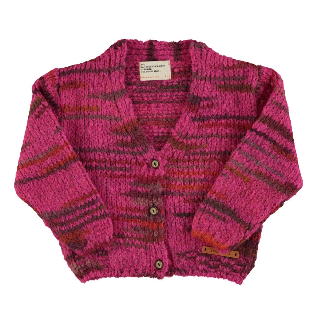 Knitted Cardigan Multicolor Fuschia
