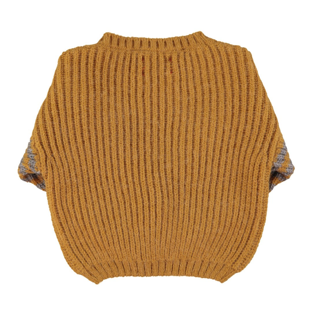 Knitted Sweater Camel &amp; Grey Stripes