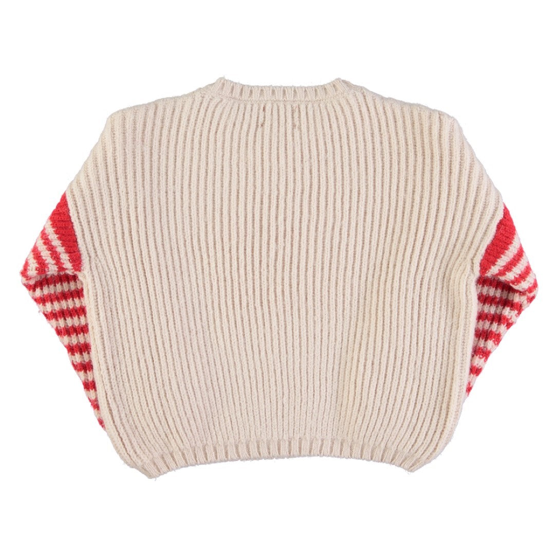Knitted sweater Ecru And Red Stripes