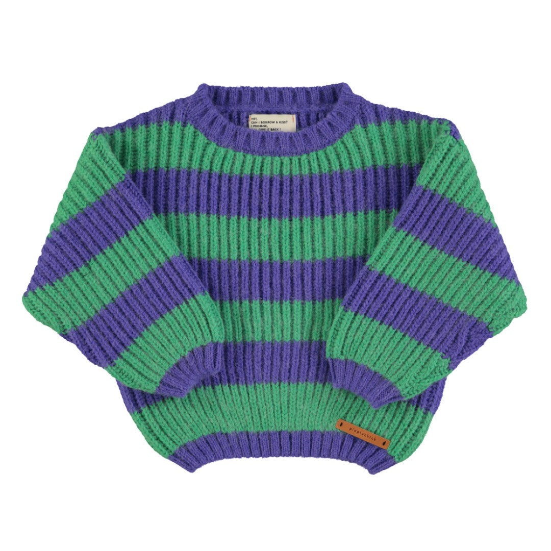 Knitted Sweater Green &amp; Purple Stripes