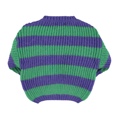 Knitted Sweater Green &amp; Purple Stripes