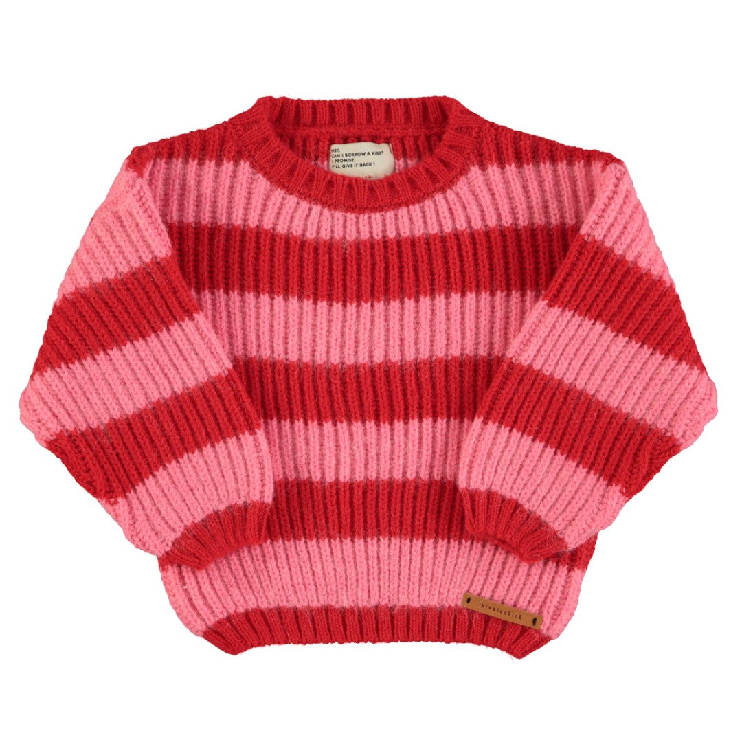 Knitted Sweater Red &amp; Pink Stripes